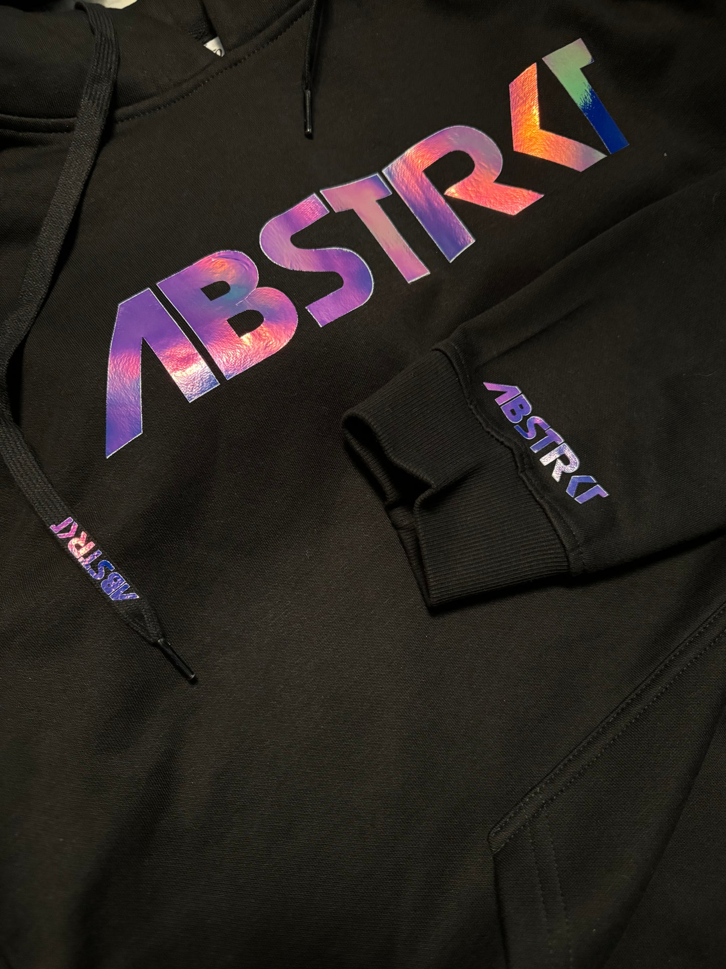 Black/Holographic Purple Pearl/Iridescent ABSTRKT Hoodie (S-XXXL) ADHD APPROVED Feel